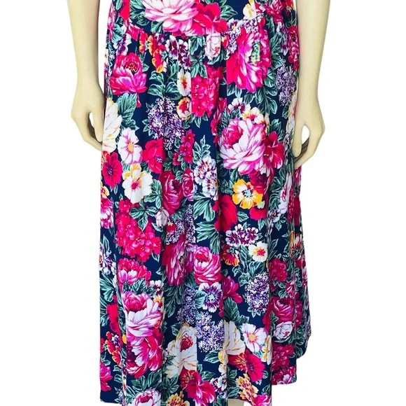 Vintage Positive Attitude Floral English Country Garden Open Tie Back Dress - Picture 13 of 13